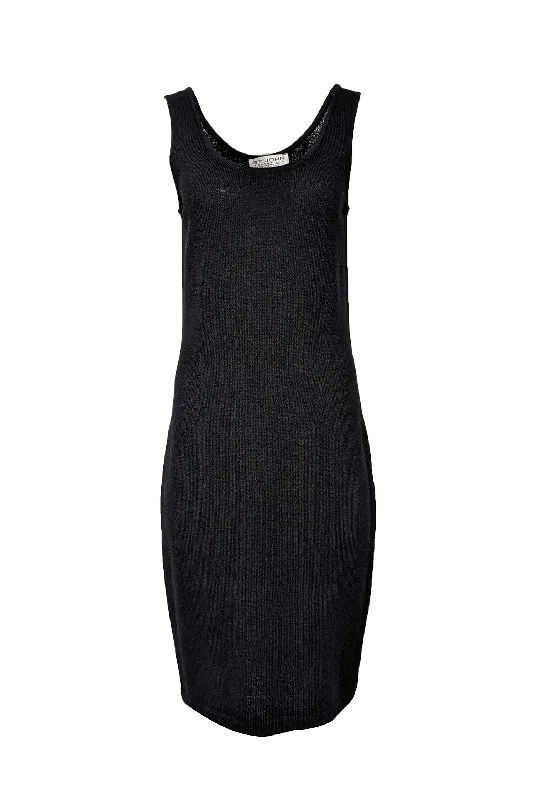 St. John - Dark Navy Knit Sleeveless Midi Dress Sz 10