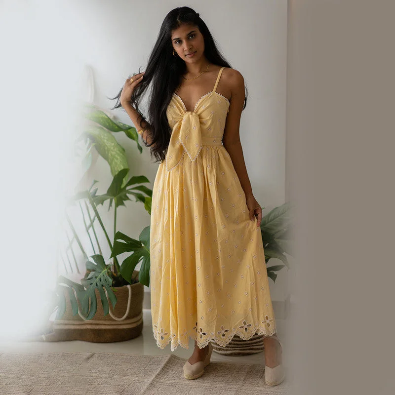 Cotton Maxi Dress | Yellow