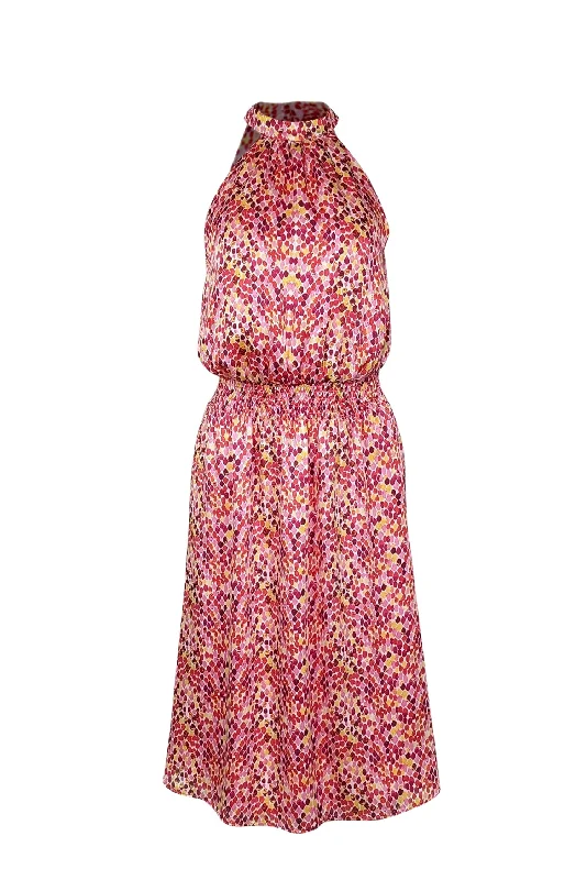 Trina Turk - Pink, Purple, & Yellow Spotted Print Sleeveless Midi Dress Sz XS