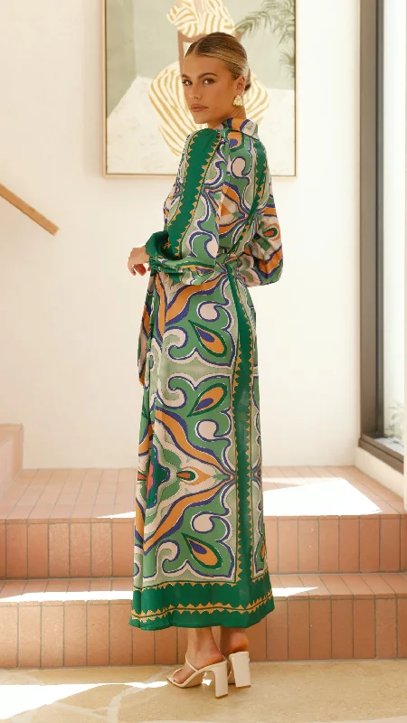 Uma Maxi Dress - Green Print