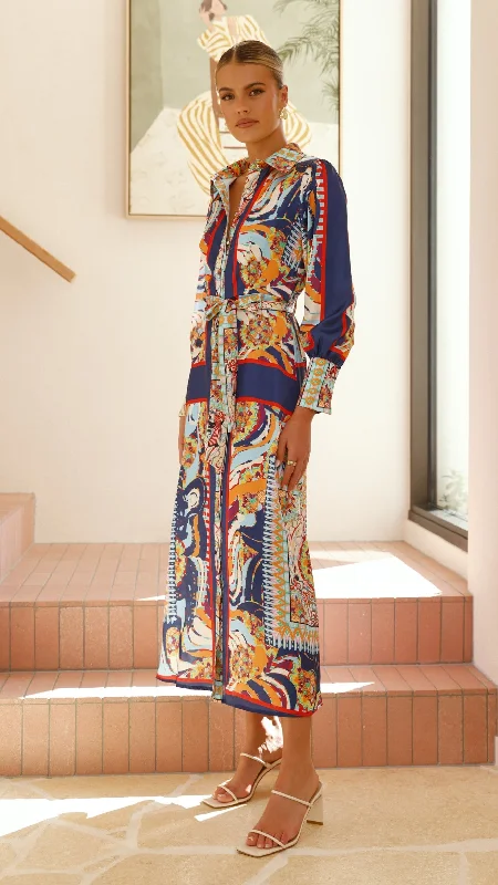 Vaike Maxi Dress - Navy Print