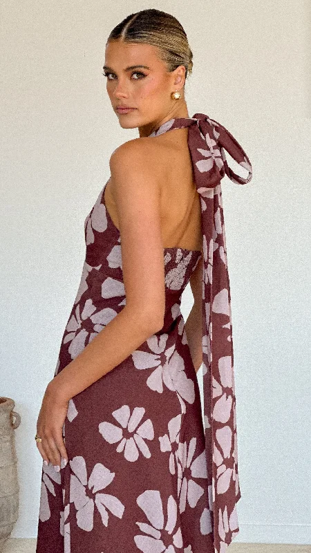 Vallissa Maxi Dress - Brown Floral