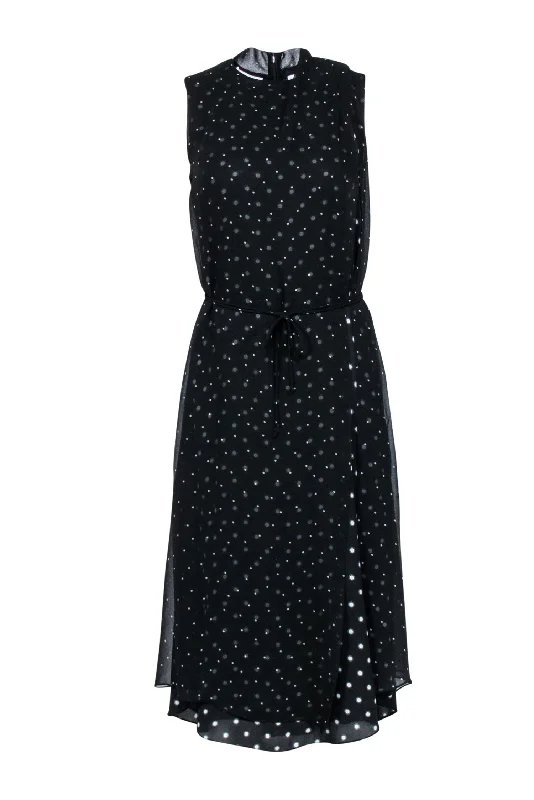 Vince - Black & White Polka Dot Sleeveless Midi Dress Sz XS