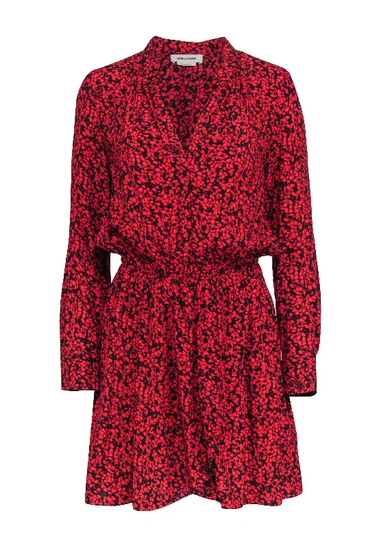 Zadig & Voltaire - Red & Black Floral Print ""Rinka"" Mini Dres Sz S