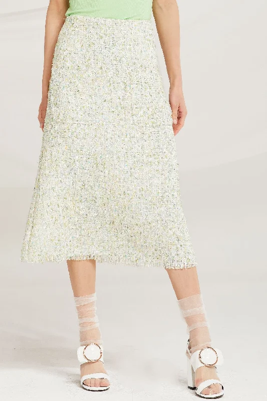 Zaria Tweed Midi Skirt