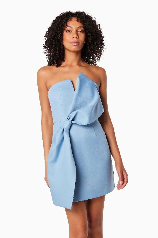 Zurich 3D Featured Bow Mini Dress In Blue