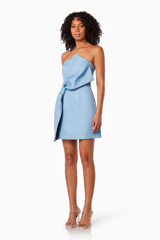 Zurich 3D Featured Bow Mini Dress In Blue