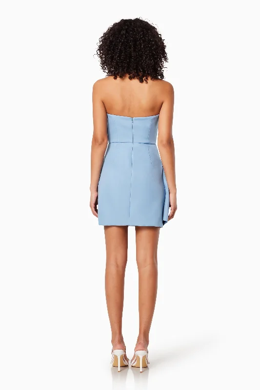 Zurich 3D Featured Bow Mini Dress In Blue