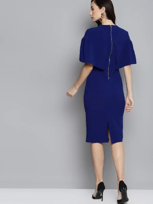 Royal Blue Frill Cape Bodycon Dress