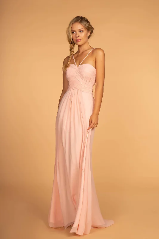 Bridesmaid Ruched Bodice Long Formal Dress