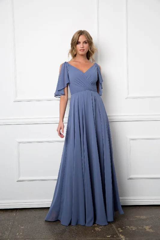 Long Bridesmaids Formal Chiffon Dress