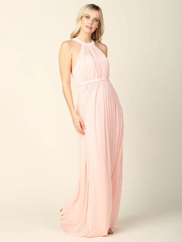 Long Halter Bridesmaids Dress