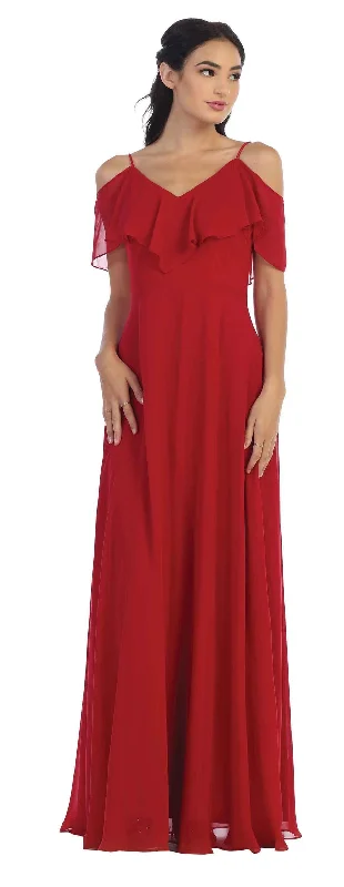 Long Off Shoulder Formal Bridesmaids Chiffon Dress Sale