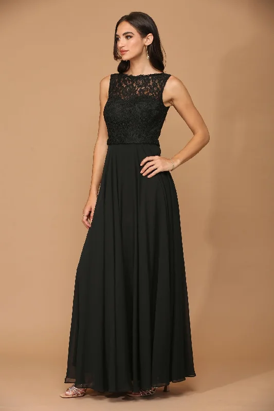 Long Sleeveless Bridesmaids Lace Chiffon Dress Sale