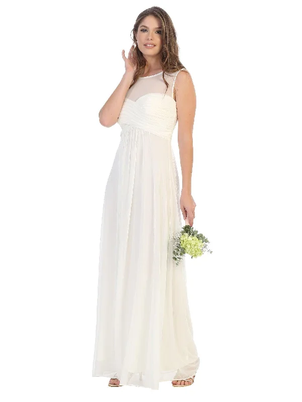 Long Sleeveless Bridesmaids Stretch Chiffon Dress Sale