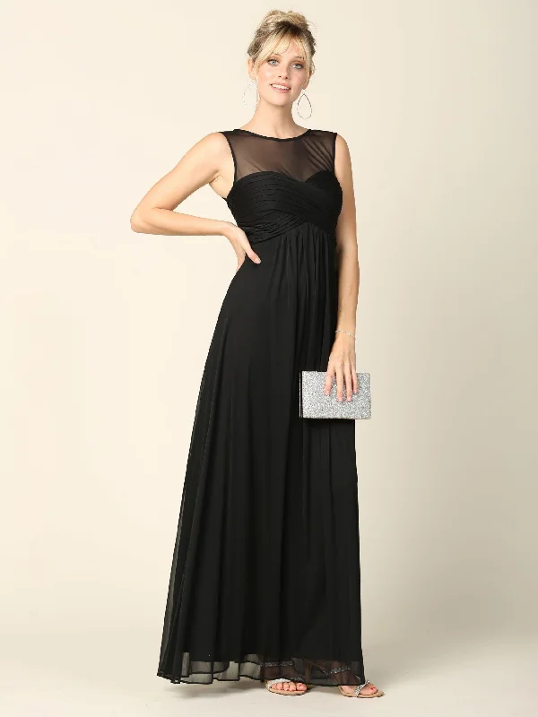 Long Sleeveless Bridesmaids Stretch Chiffon Dress