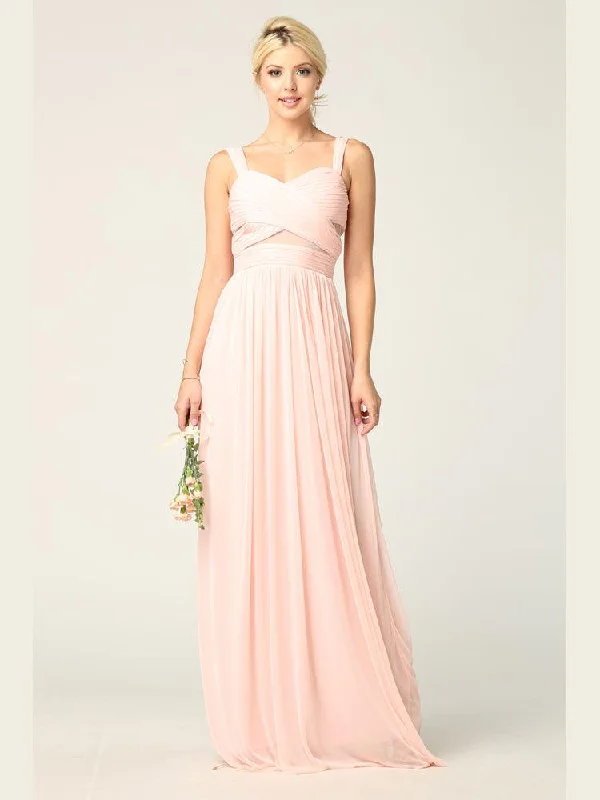 Sleeveless Long Bridesmaids Mesh Dress