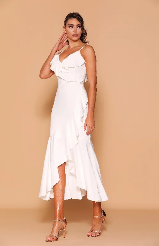 Jadore Frill Maxi Dress - White