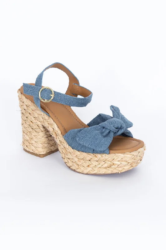 Kacey Chambray Bow Woven Heel