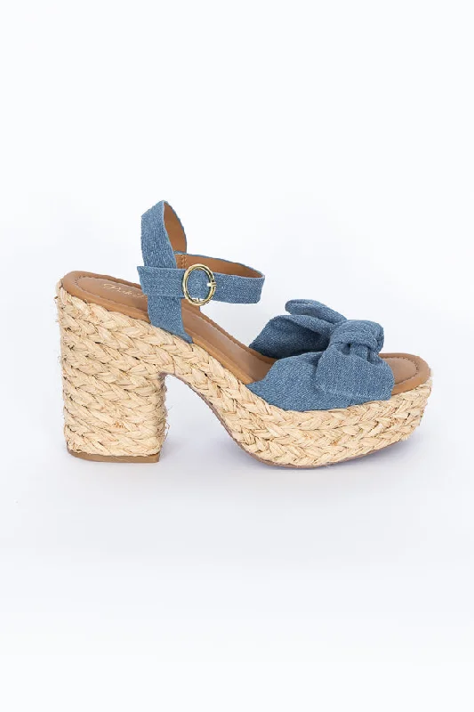 Kacey Chambray Bow Woven Heel