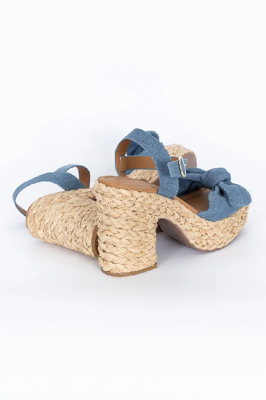 Kacey Chambray Bow Woven Heel