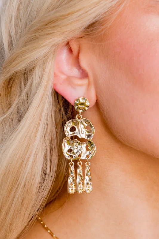 Shiny Gold Hammered Earrings