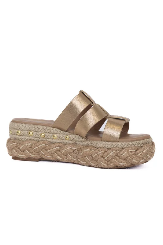 Sidney Gold Distress Slip-on Platform Wedge