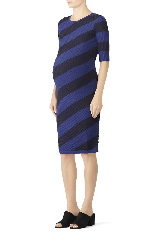 Rib Knit Maternity Dress In Blue