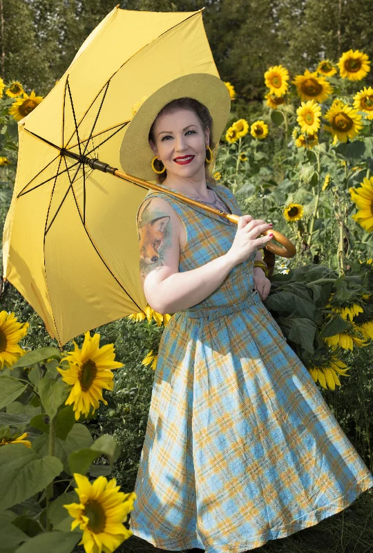 Maverick 50s Style Blue & Yellow Check Shirt Dress