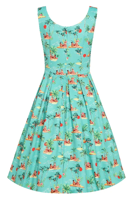 Amanda Turquoise Sunset Pinup Couple Swing Dress