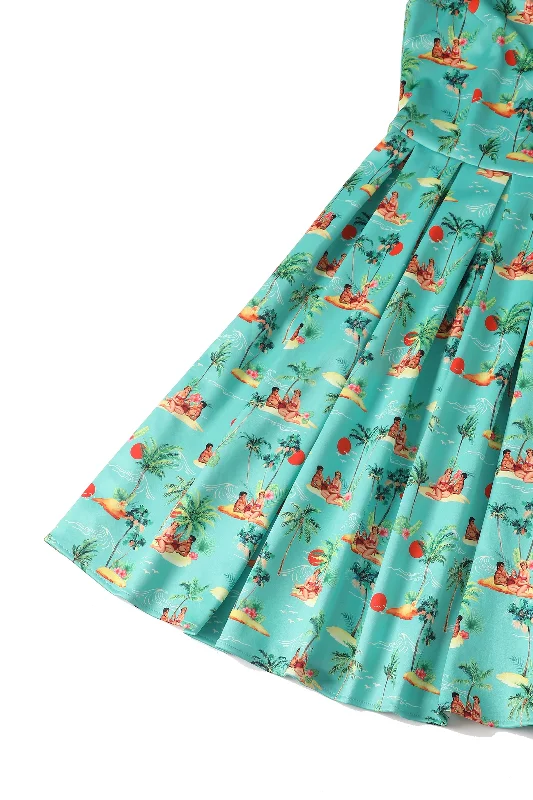 Amanda Turquoise Sunset Pinup Couple Swing Dress