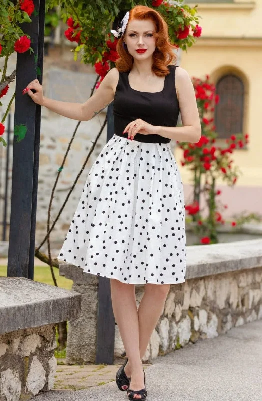 Amanda Rockabilly White & Black Polka Dot Swing Dress