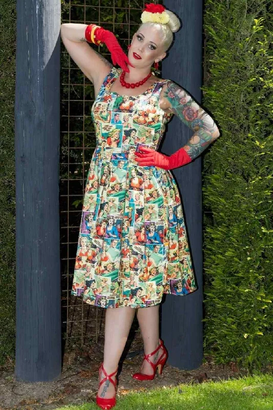 Amanda Vintage Comic Print Dress