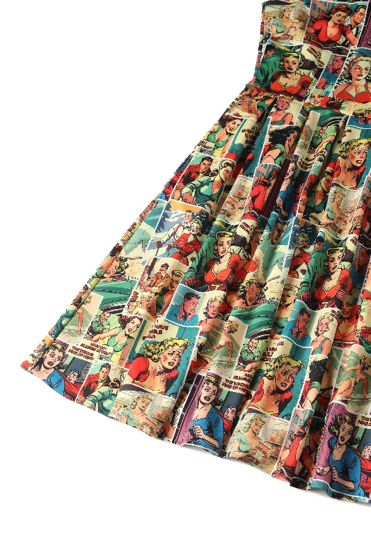 Amanda Vintage Comic Print Dress