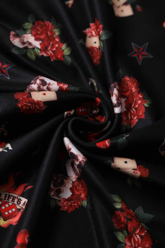 Billie Black Rockabilly Skull & Rose Dress