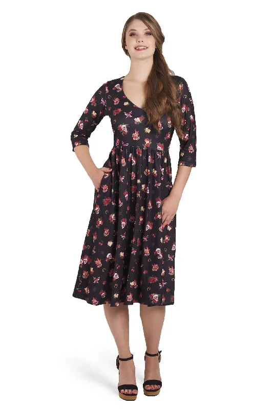 Billie Black Rockabilly Skull & Rose Dress