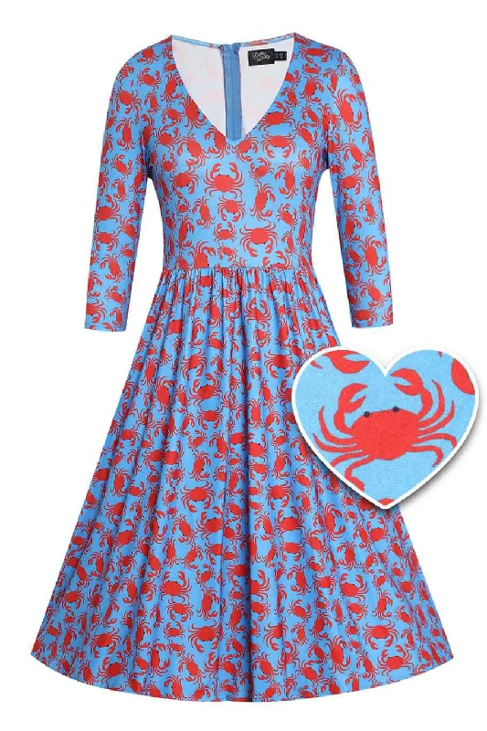 Billie Blue Crab Print Sleeved Dress