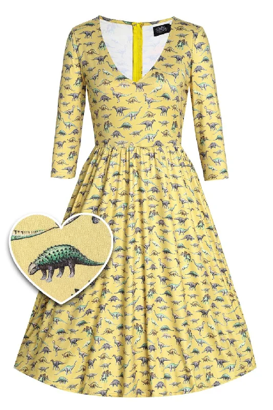 Billie Dinosaur Yellow Long Sleeved Dress