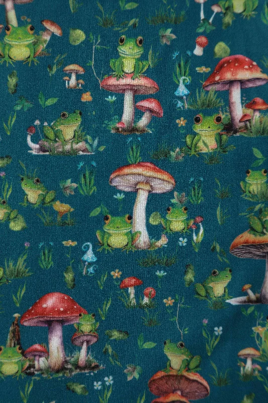 Billie Green Frog & Mushroom Print Dress