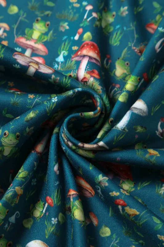 Billie Green Frog & Mushroom Print Dress