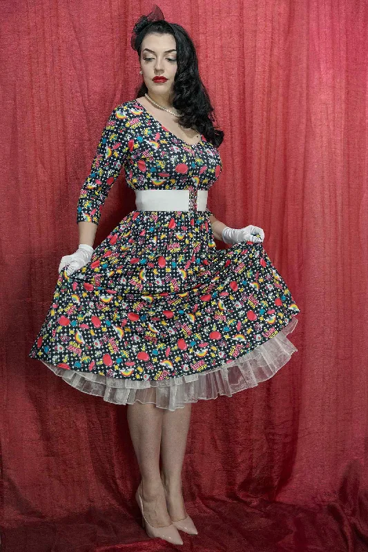 Billie Long Sleeved Retro Pop Art Dress