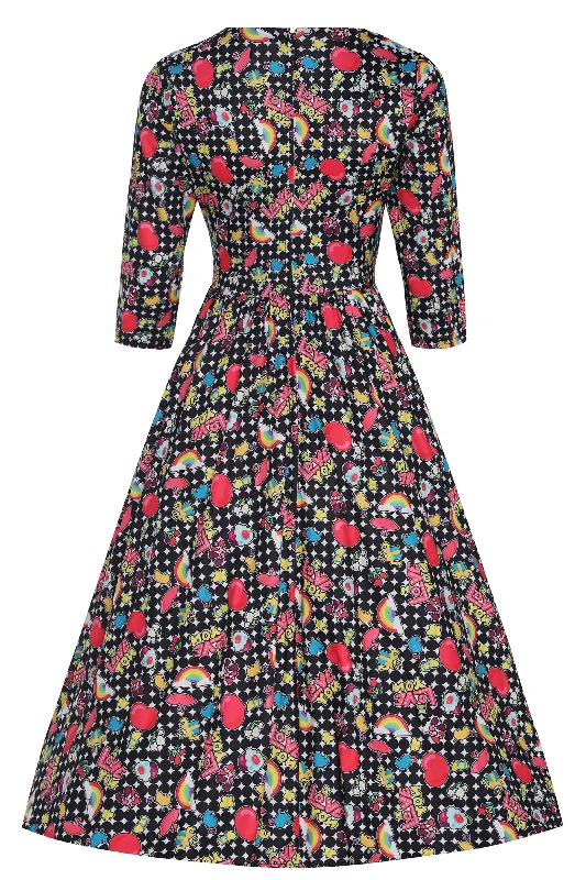 Billie Long Sleeved Retro Pop Art Dress