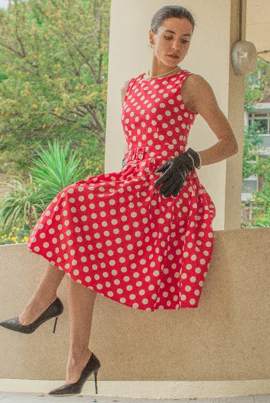 Annie Red and White Polka Dot Swing Dress