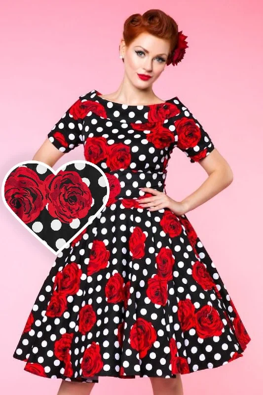 Darlene Polka & Roses Swing Dress