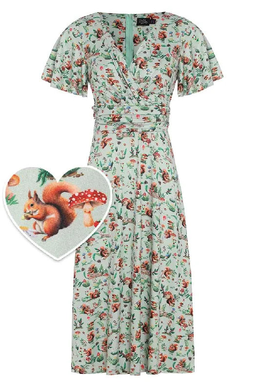 Donna Green Squirrel Woodland Tea Dress