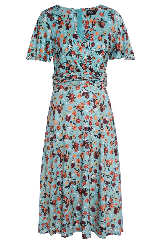 Donna Light Blue Carnation Tea Dress