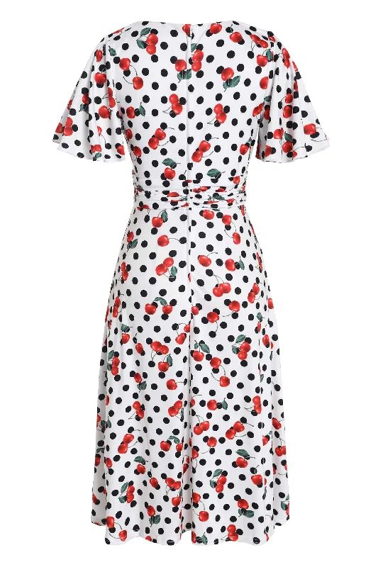 Donna Retro Cherry Polka Dot Dress