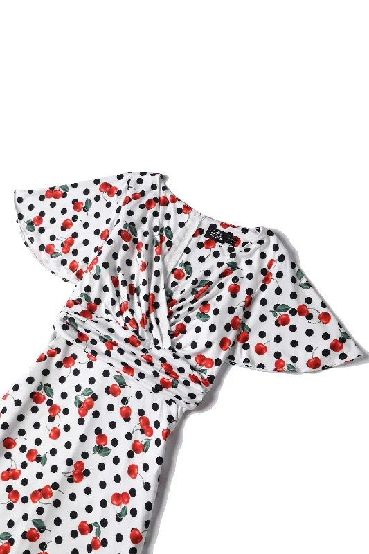 Donna Retro Cherry Polka Dot Dress