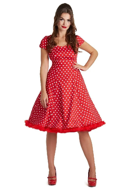 Claudia Flirty Fifties Style Dress in Red