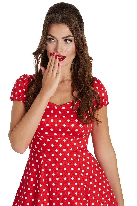 Claudia Flirty Fifties Style Dress in Red